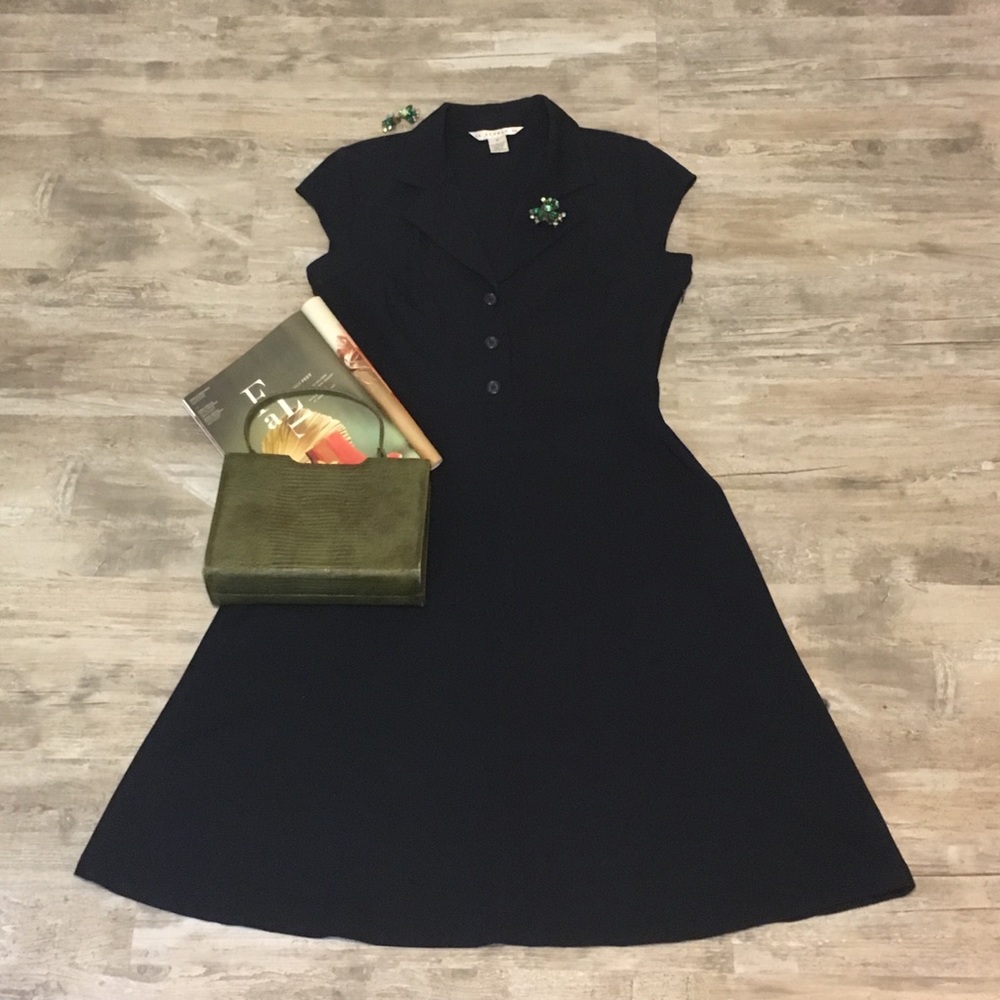 Vintage Inspired Navy A-Line Dress by AA Studio